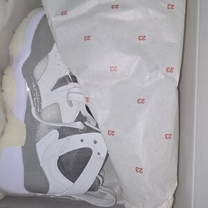 Brand NEW Stylish White and Gray Jordan Sneakers - Women Size: 5 Or Kids 3.5
